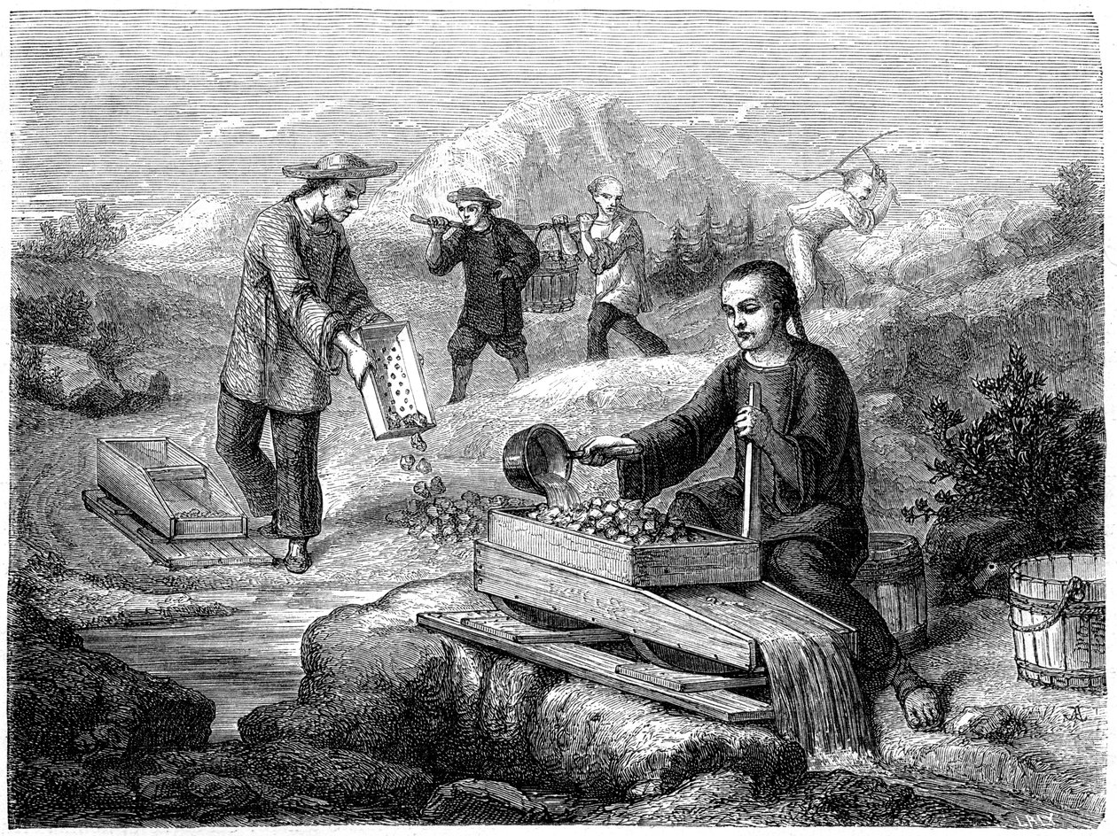 Kiinalaiset kaivostyöläiset, Kalifornia, 1800-luku. tekijältä Gustave Adolphe Chassevent Bacques