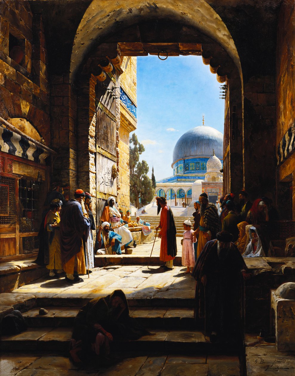 Temppelivuoren sisäänkäynnissä, Jerusalemissa, 1886 tekijältä Gustave Bauernfeind