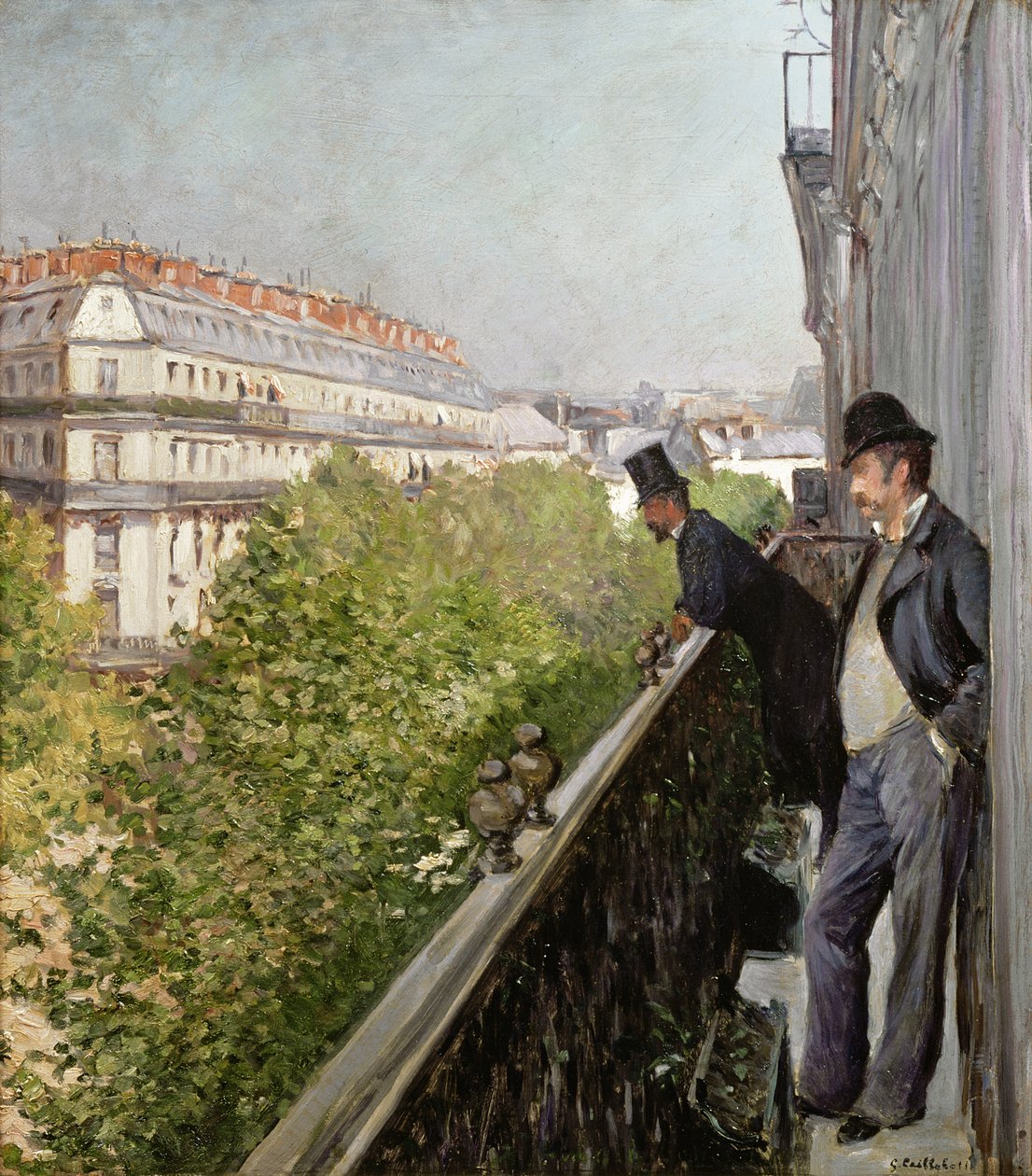Parveke, Boulevard Haussmann, 1880 tekijältä Gustave Caillebotte