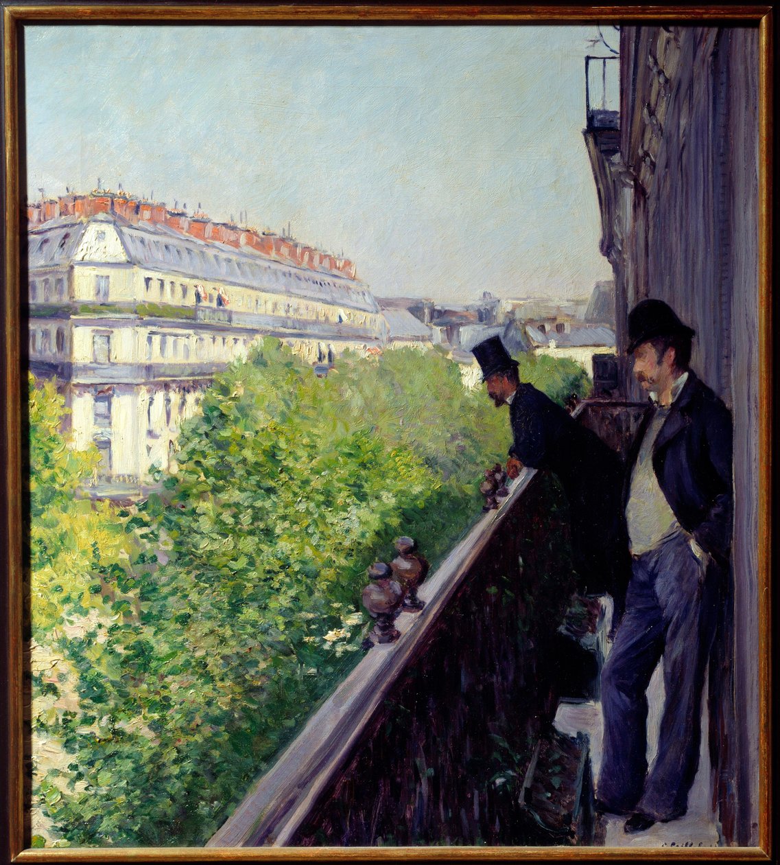 Pariisilainen parveke vuodelta 1880 Gustave Caillebotten (1848-1894) maalaus 1880 Dim. 0,6x0,66 m Yksityinen kokoelma - Pariisilainen parveke vuodelta 1880. Gustave Caillebotten (1848-1894) maalaus tekijältä Gustave Caillebotte
