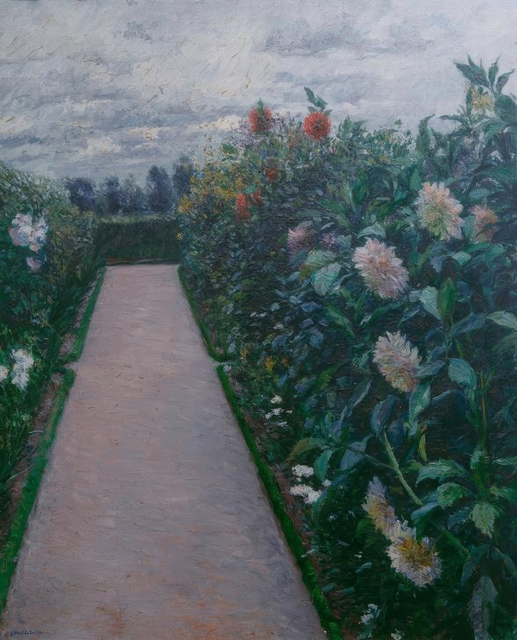 Puutarhapolku ja daaliapenkit, Petit Gennevilliers tekijältä Gustave Caillebotte