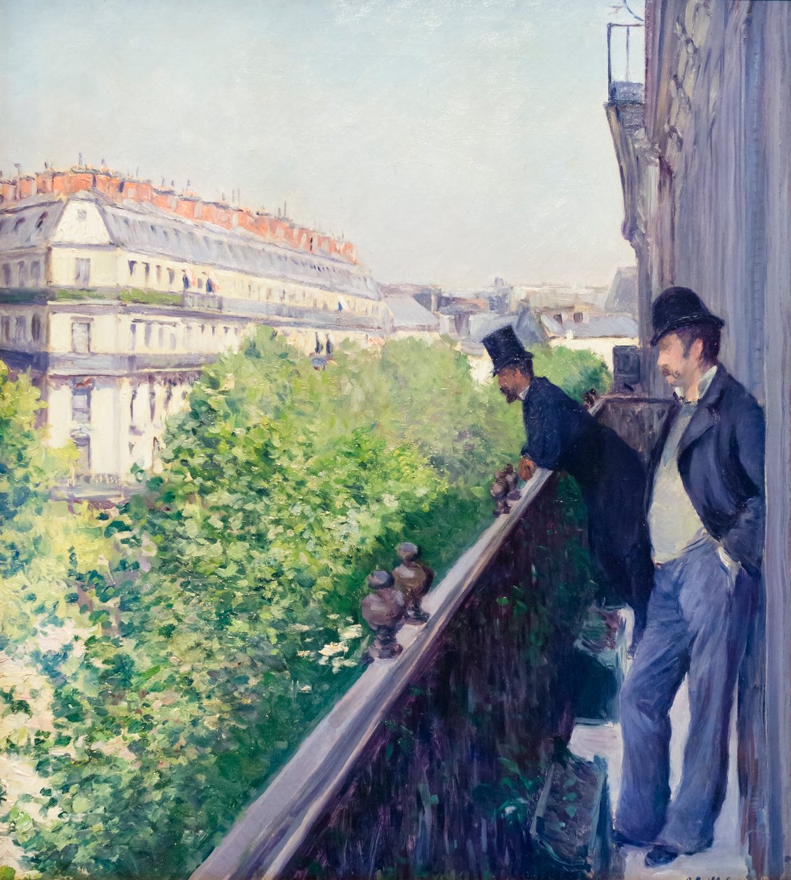 Parveke, bulevard Haussmann, c. 1880 (öljy kankaalle) tekijältä Gustave Caillebotte