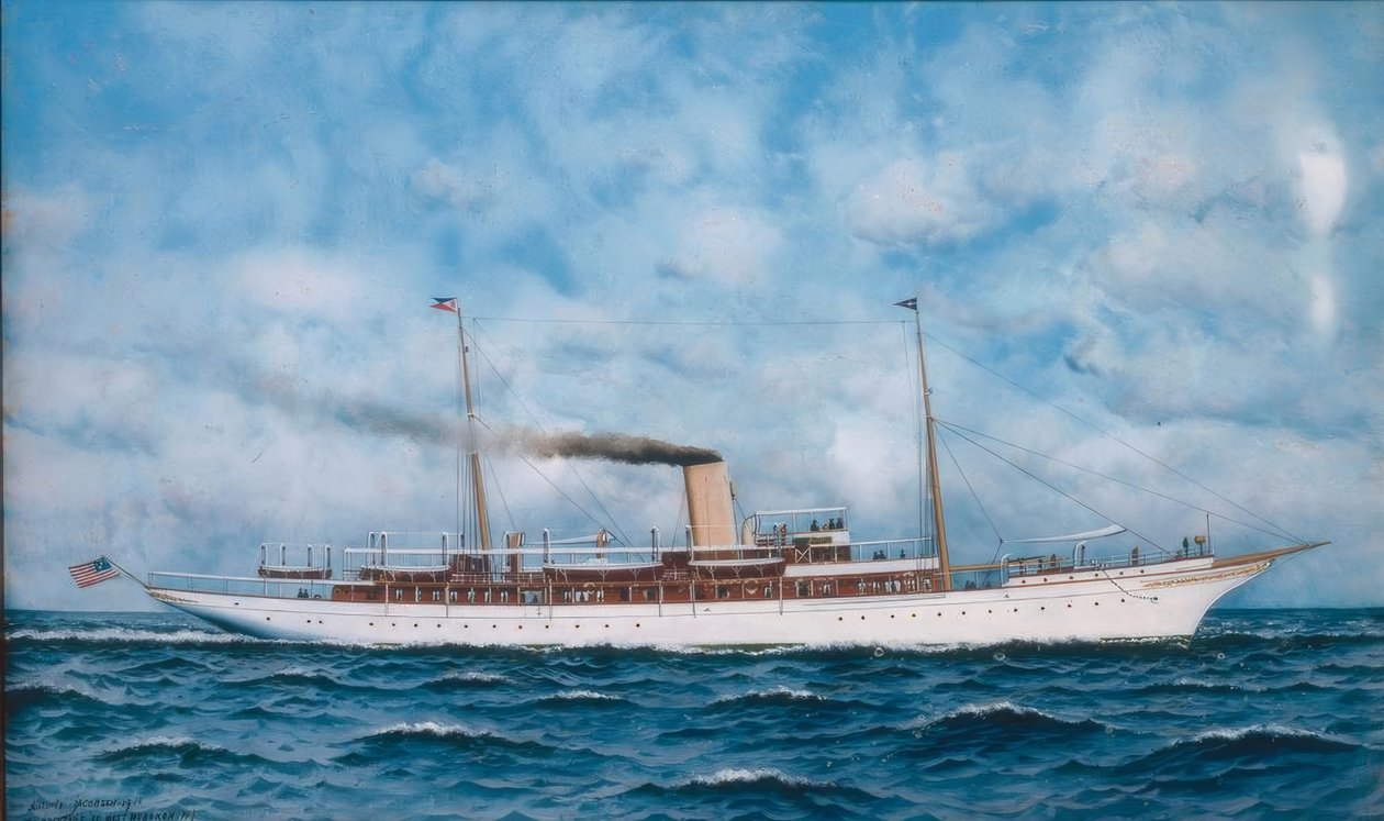 Vene ankkurissa Seinen varrella tekijältä Gustave Caillebotte