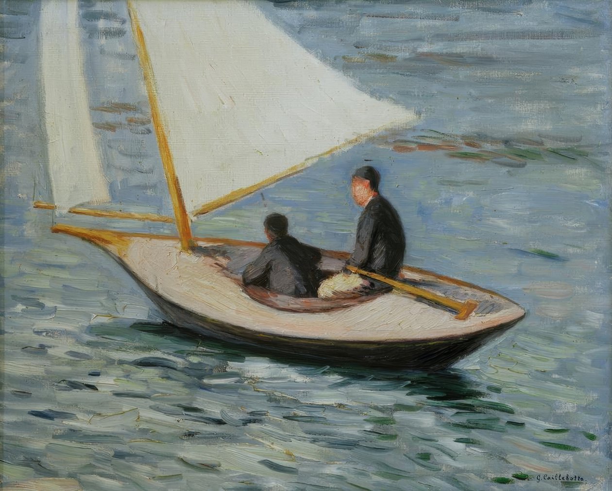 Purjevene Seinen varrella tekijältä Gustave Caillebotte