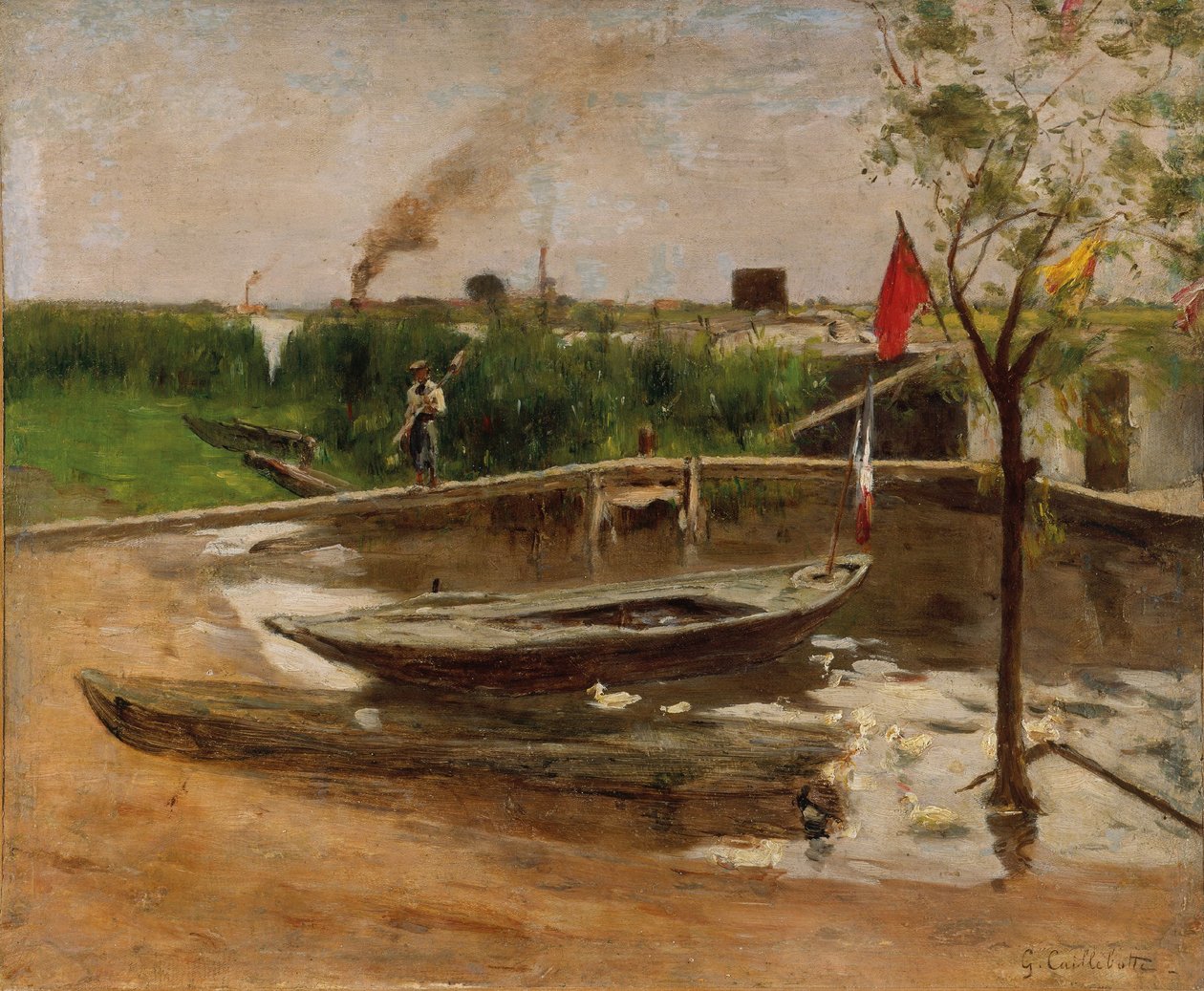 Venesatama Seinen rannalla, noin 1891 (öljy kankaalle). tekijältä Gustave Caillebotte