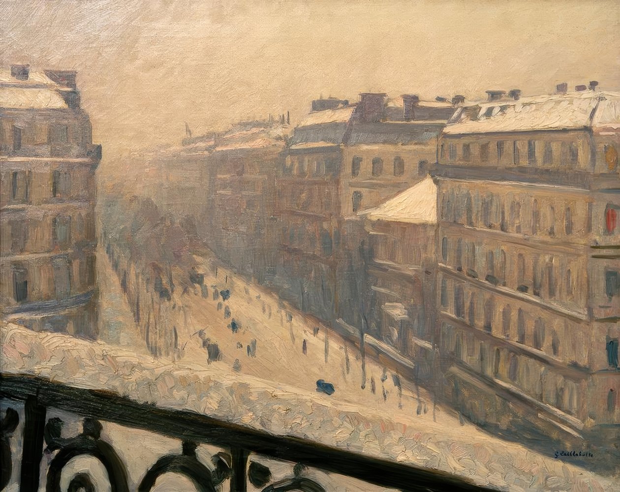 Boulevard Haussmann, lumisade tekijältä Gustave Caillebotte