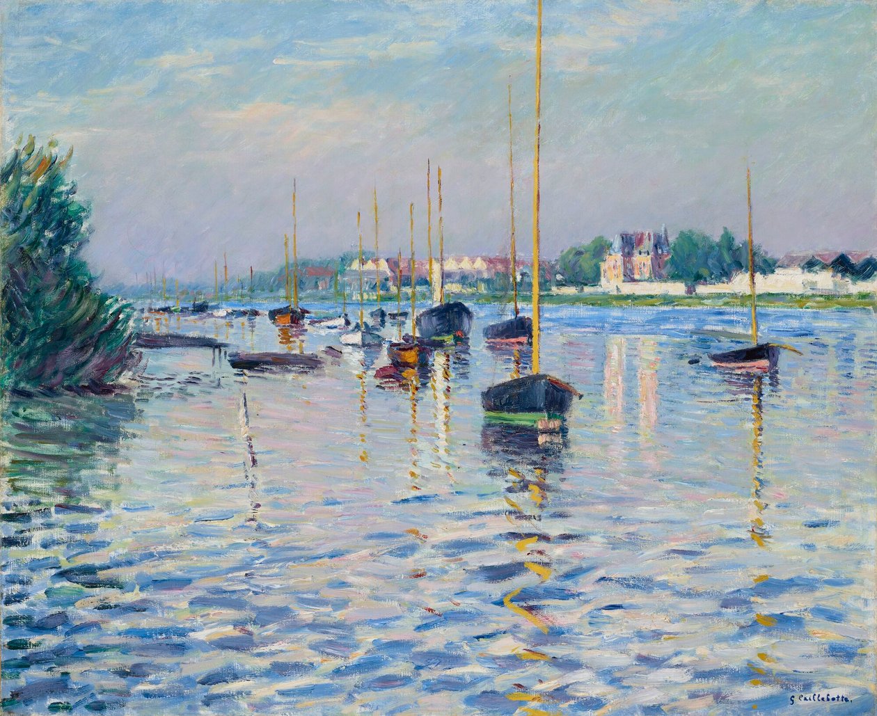 Ranska: Bateaux au mouillage sur la Seine à Argenteuil Veneet kiinnitettynä Seinen varrelle Argenteuil