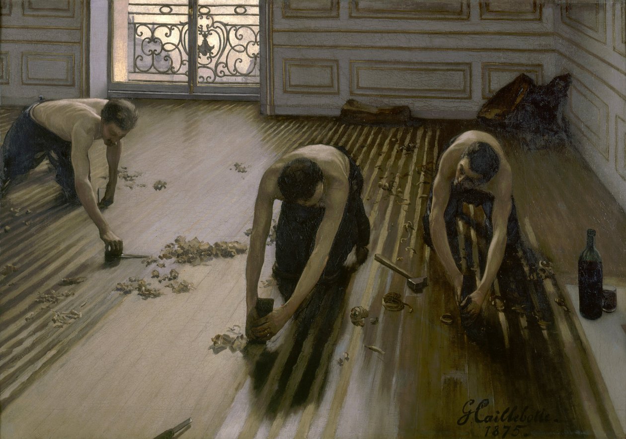 Ranskan kieli: Les planoteurs de parkquet Parquet planers tekijältä Gustave Caillebotte