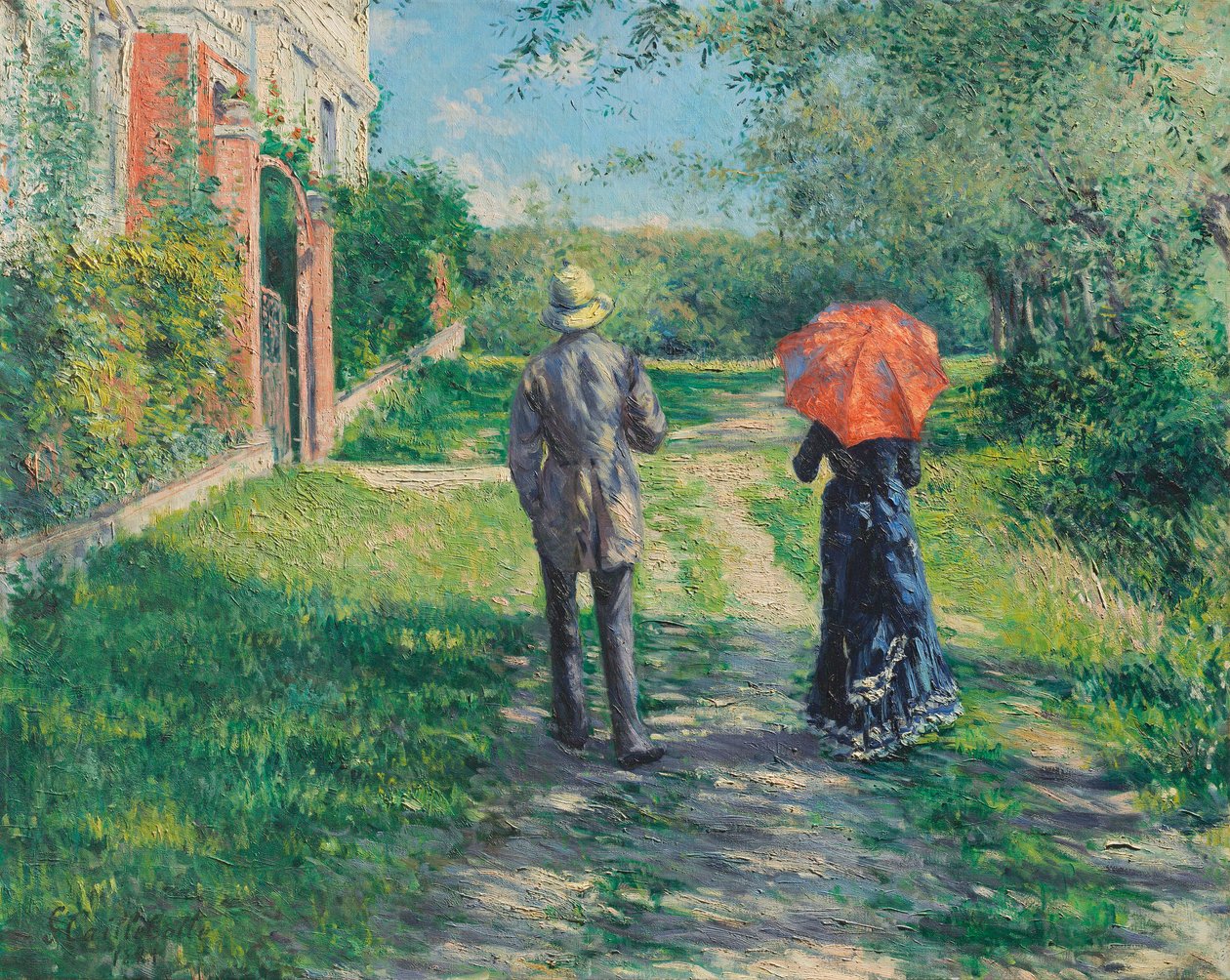 Saksa: Pariskunta kävelee ylämäkipolulla tekijältä Gustave Caillebotte