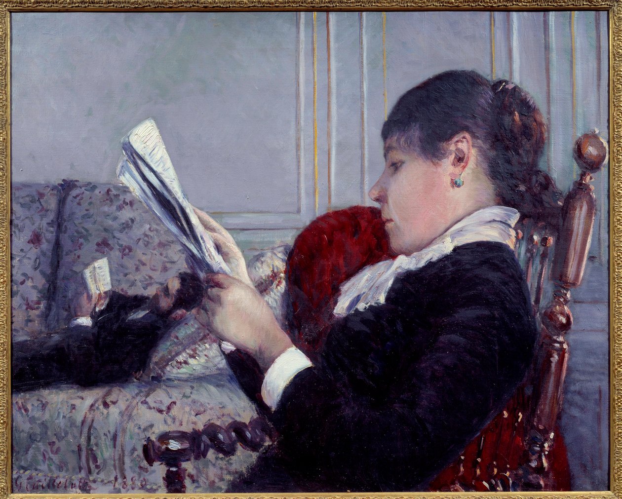 Sisustus, lukija Gustave Caillebotten (1848-1894) maalaus 1880 Su. 0,75x0,6 m Yksityinen kokoelma tekijältä Gustave Caillebotte