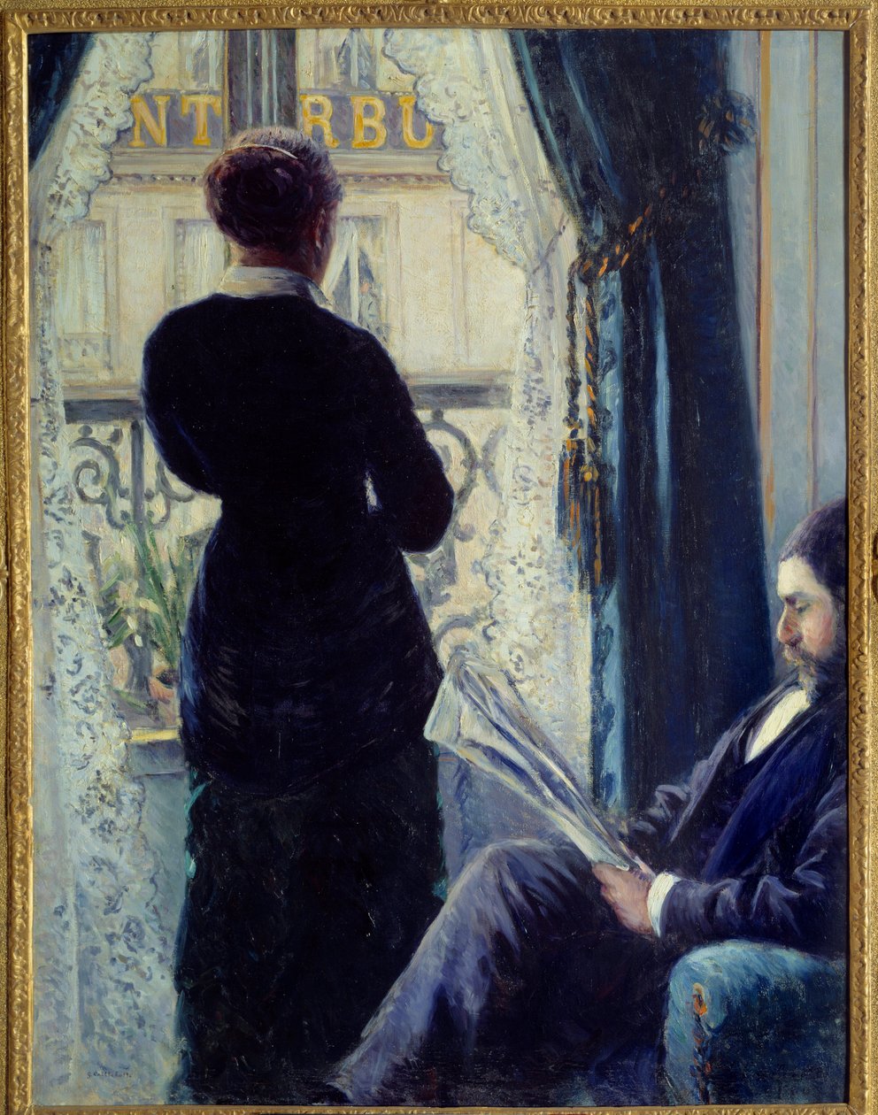 Sisustus, nainen ikkunassa tekijältä Gustave Caillebotte