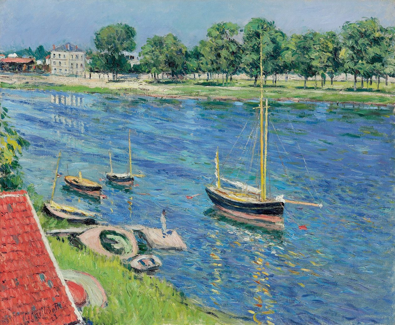 Seine Argenteuilissa, veneet ankkurissa tekijältä Gustave Caillebotte