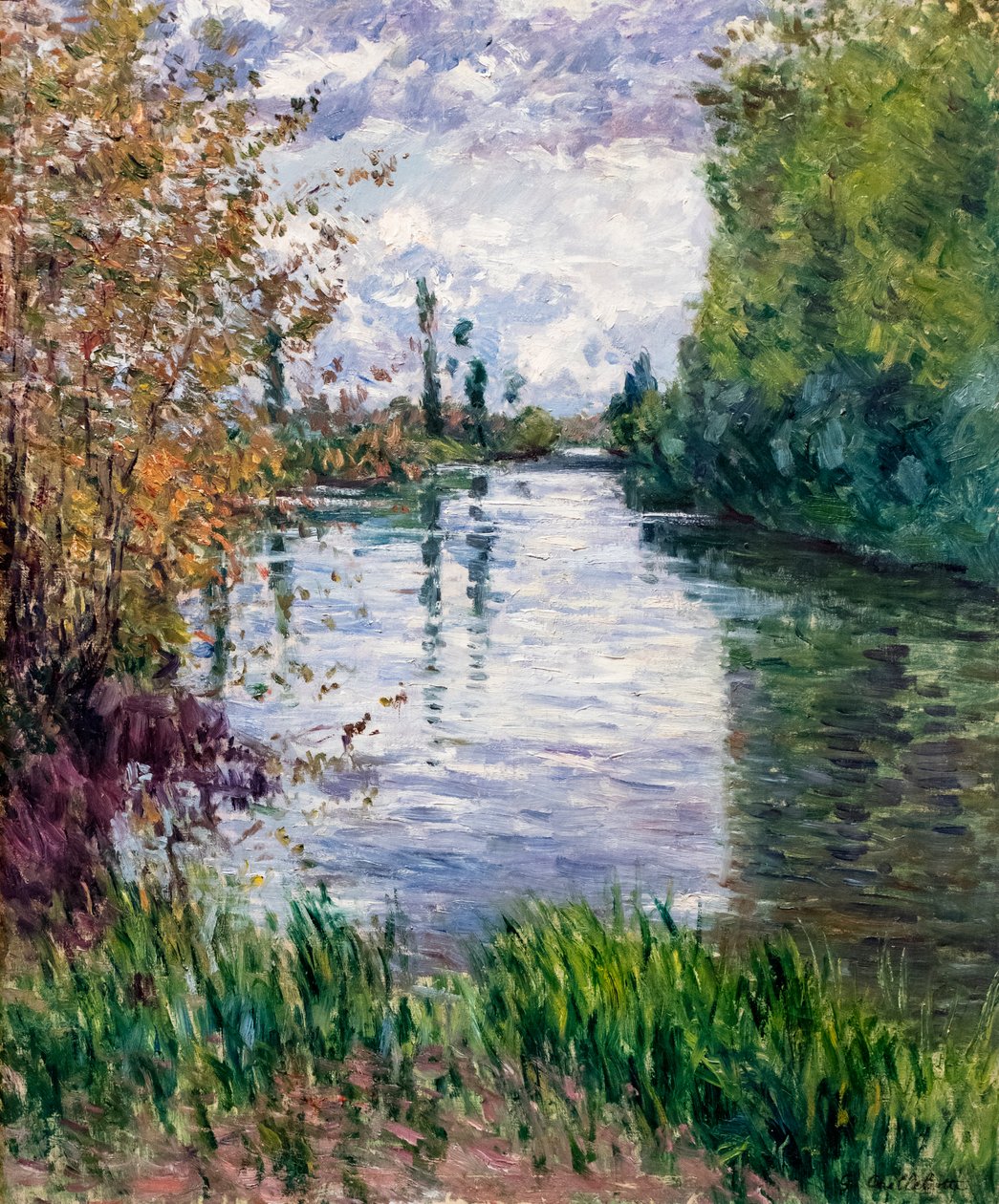 Le petit bras de la Seine en automne, n. 1890 (öljy kankaalle) tekijältä Gustave Caillebotte