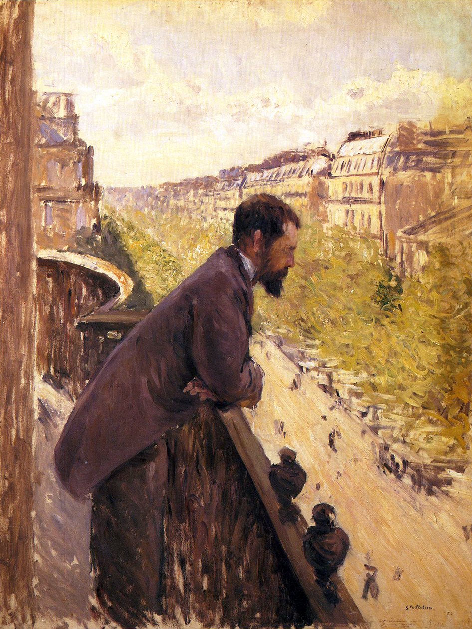 Mies parvekkeella tekijältä Gustave Caillebotte
