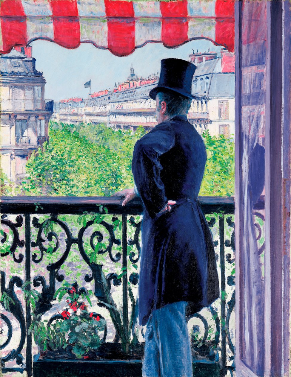 Mies parvekkeella, Boulevard Haussmann, 1880 tekijältä Gustave Caillebotte