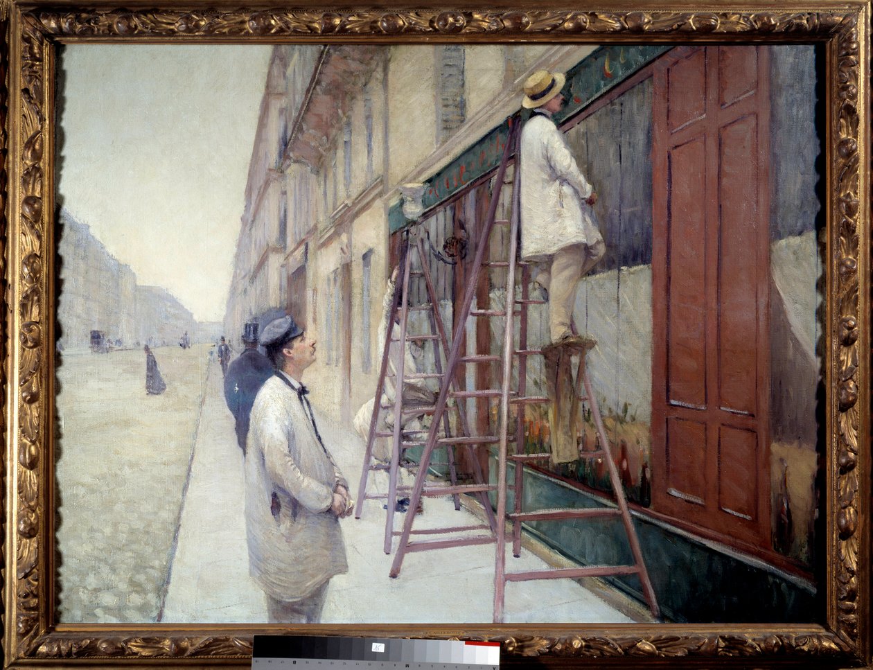 Maalareita rakennuksessa 1877. Gustave Caillebotten maalaus tekijältä Gustave Caillebotte