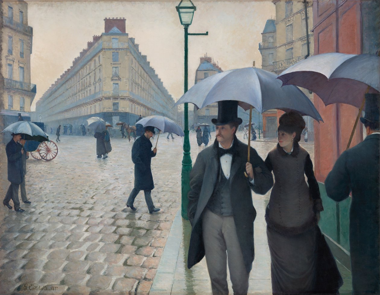 Pariisin katu; Sateinen päivä tekijältä Gustave Caillebotte