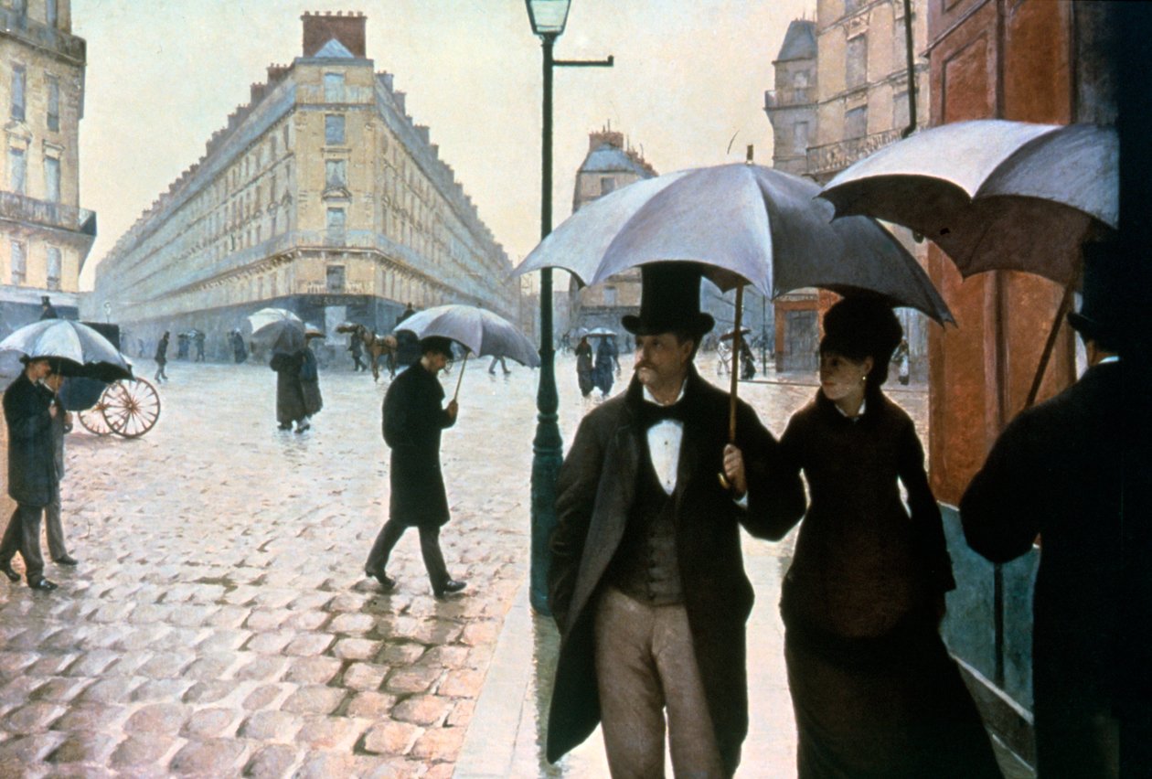 "Pariisin katu sateisella säällä", 1877. tekijältä Gustave Caillebotte