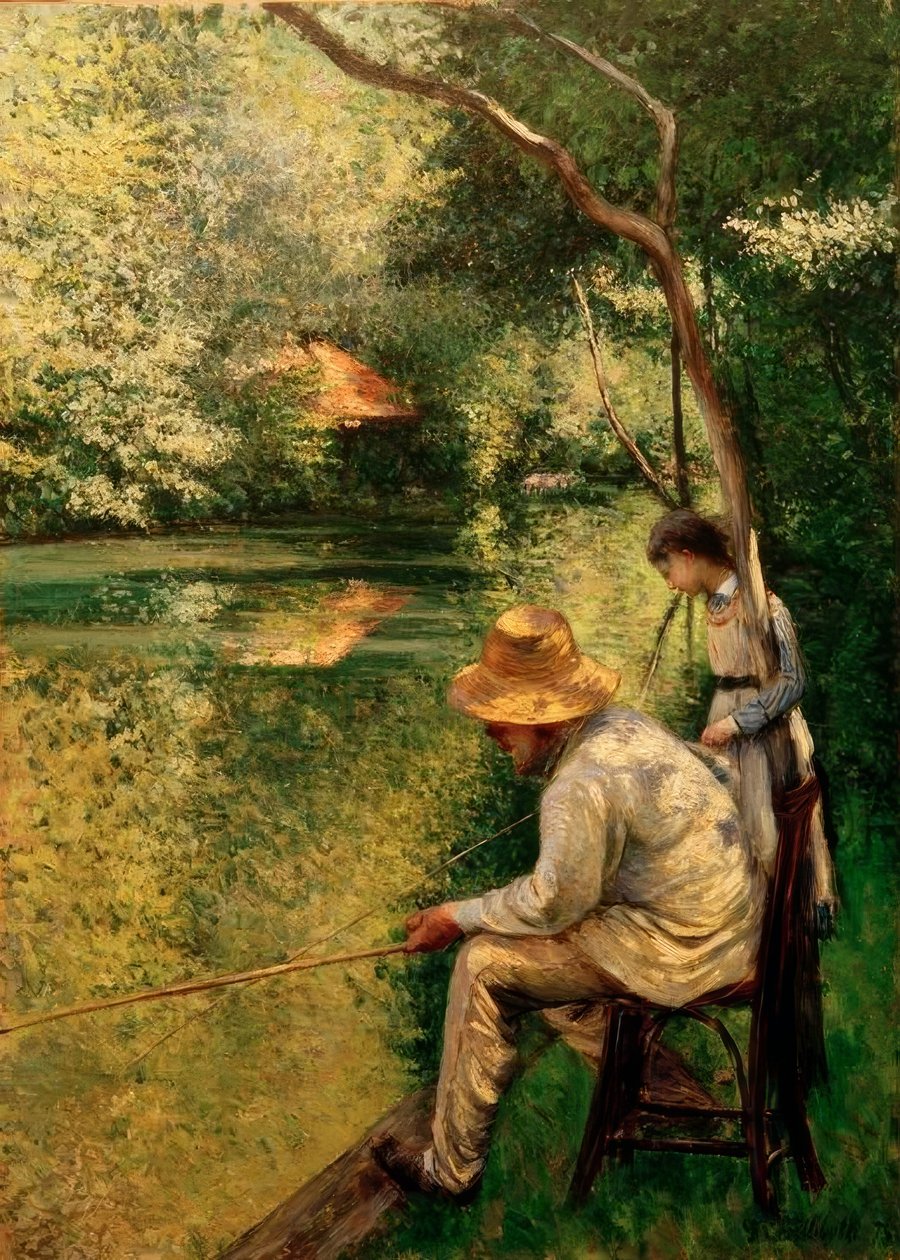 Pêche à la ligne tekijältä Gustave Caillebotte