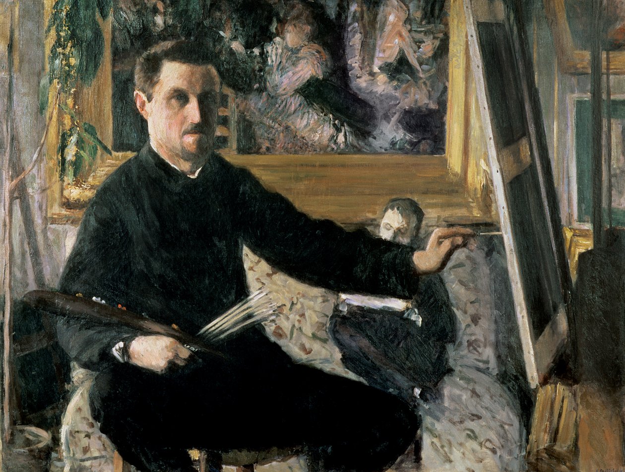 Omakuva maalaustelineellä, n. 1879 tekijältä Gustave Caillebotte