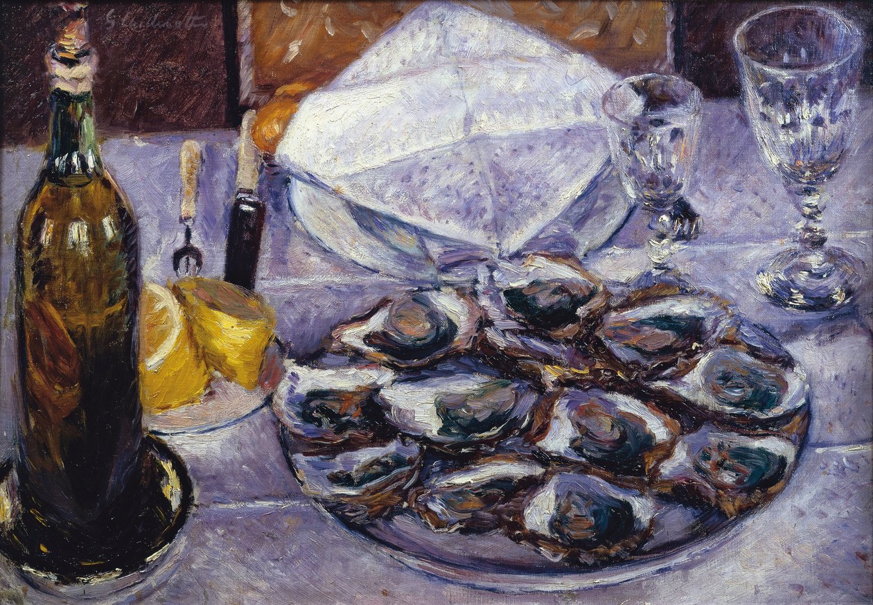 Asetelma ostereiden kanssa, 1881 tekijältä Gustave Caillebotte