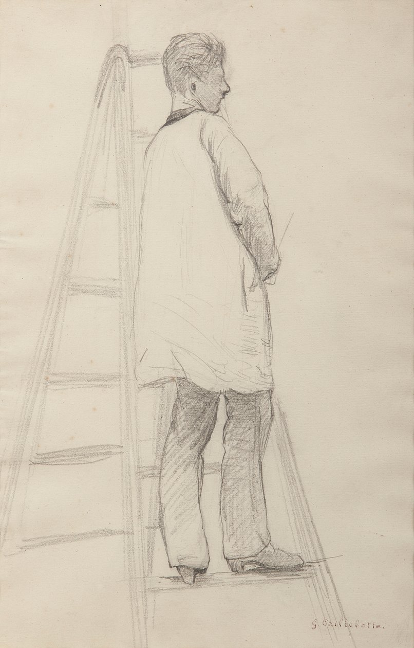 Maalareille tarkoitettu tutkimus: Kolmen neljäsosan takanäkymä. tekijältä Gustave Caillebotte