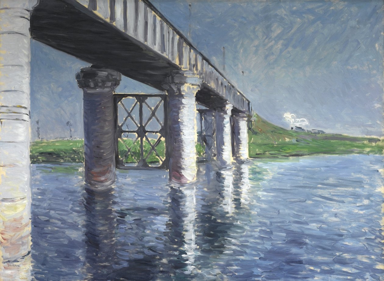 Seine ja rautatiesilta Argenteuilissa tekijältä Gustave Caillebotte