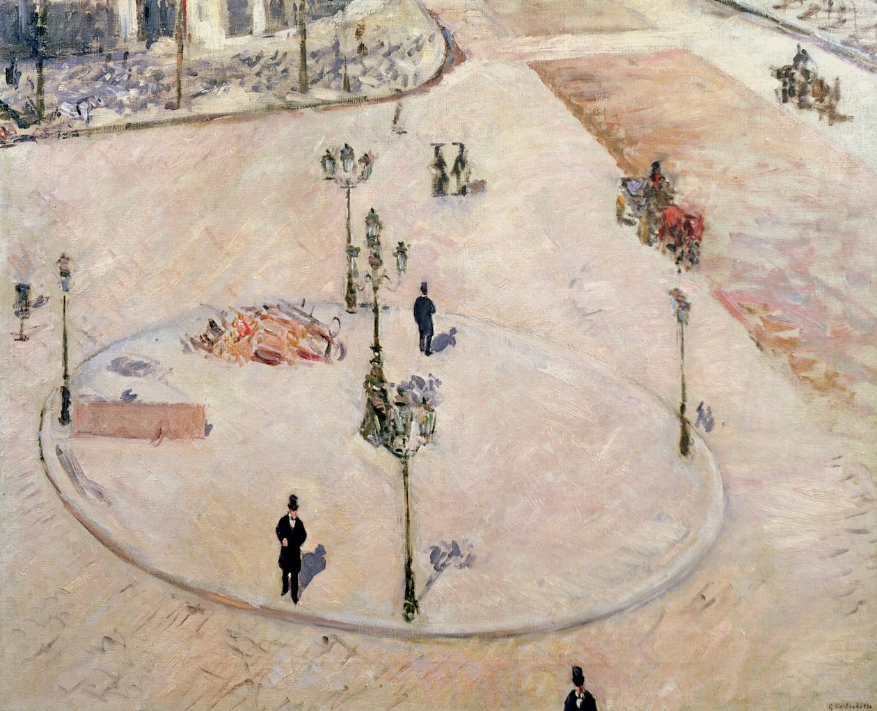 Liikennesaari Boulevard Haussmannilla, 1880 tekijältä Gustave Caillebotte