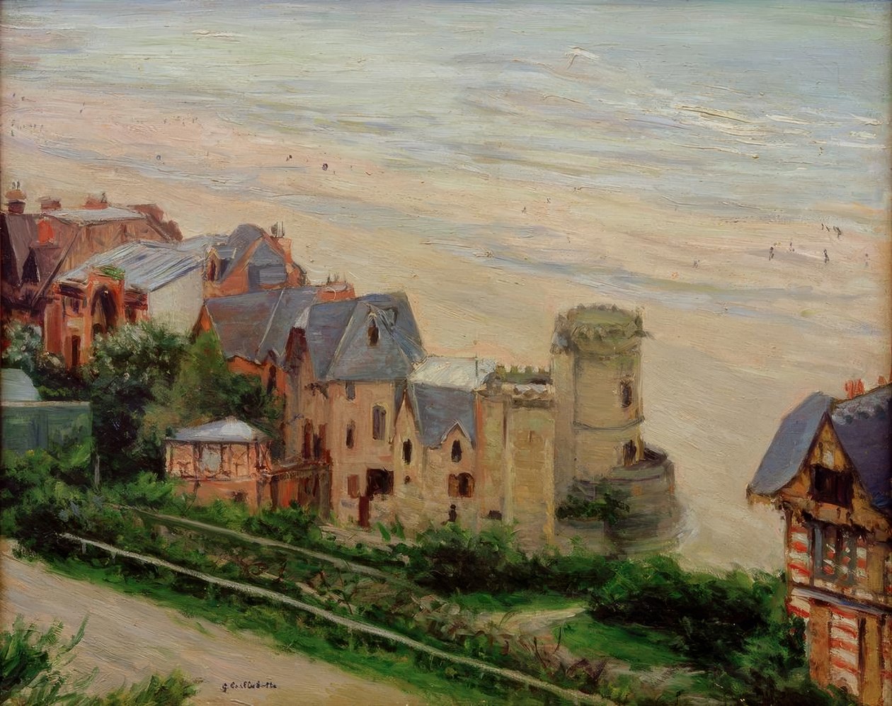 Trouville, ranta ja huvilat tekijältä Gustave Caillebotte