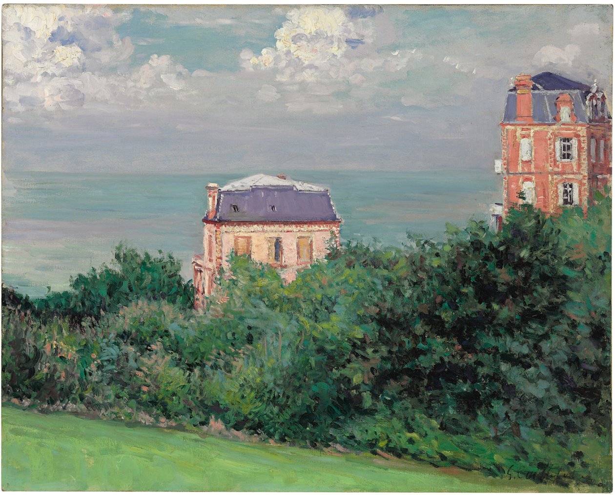 Huvilat Villers-sur-Merissä (öljy kankaalle) tekijältä Gustave Caillebotte