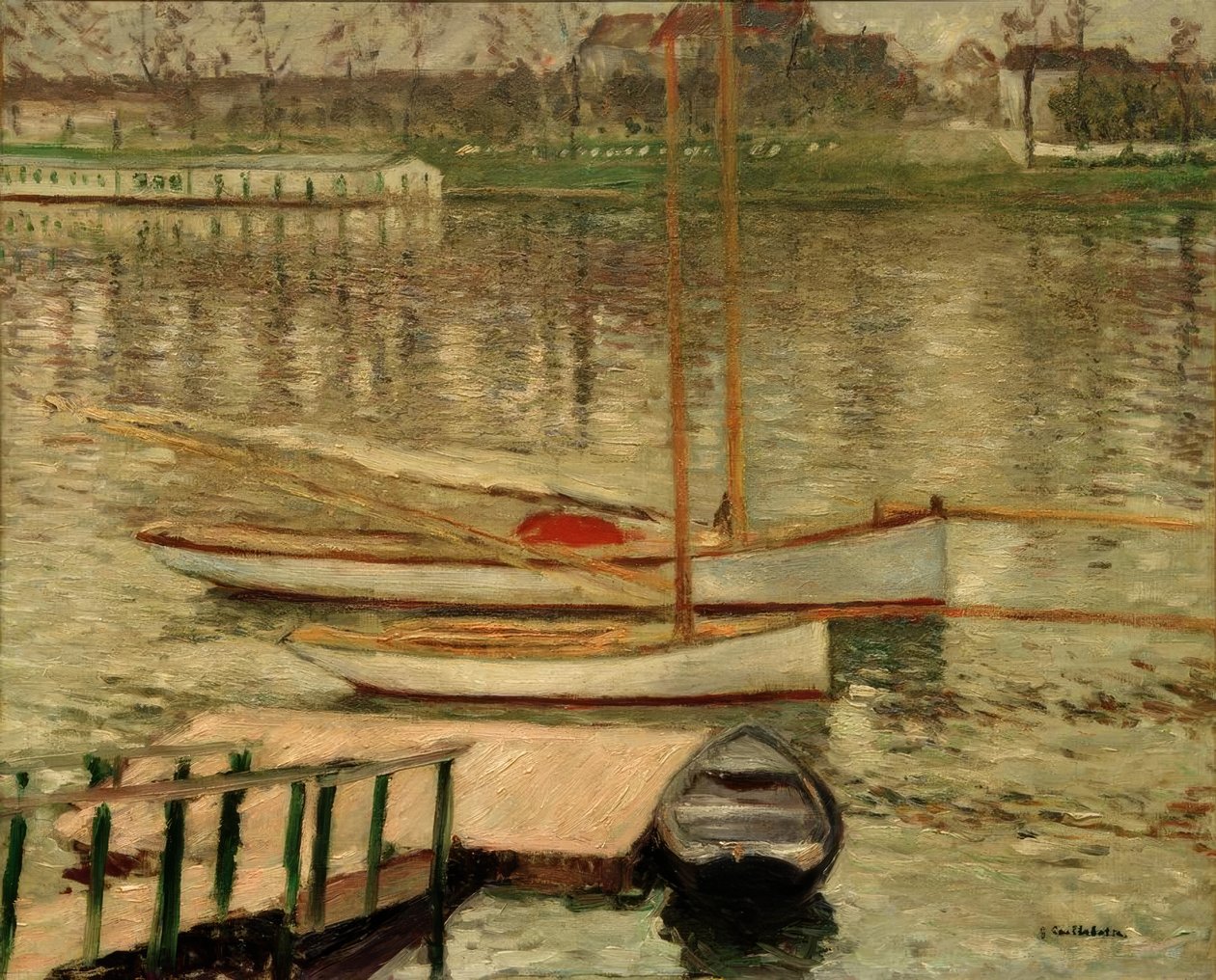 Purjeveneet ankkurissa Seinen tekijältä Gustave Caillebotte