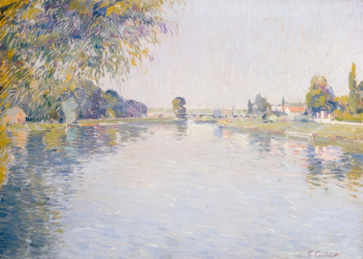 Vue de la Seine et de la rive d’Argenteuil, vers le pont de tekijältä Gustave Caillebotte