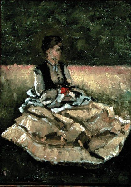 Nainen istuu nurmikolla (öljy kankaalle) tekijältä Gustave Caillebotte