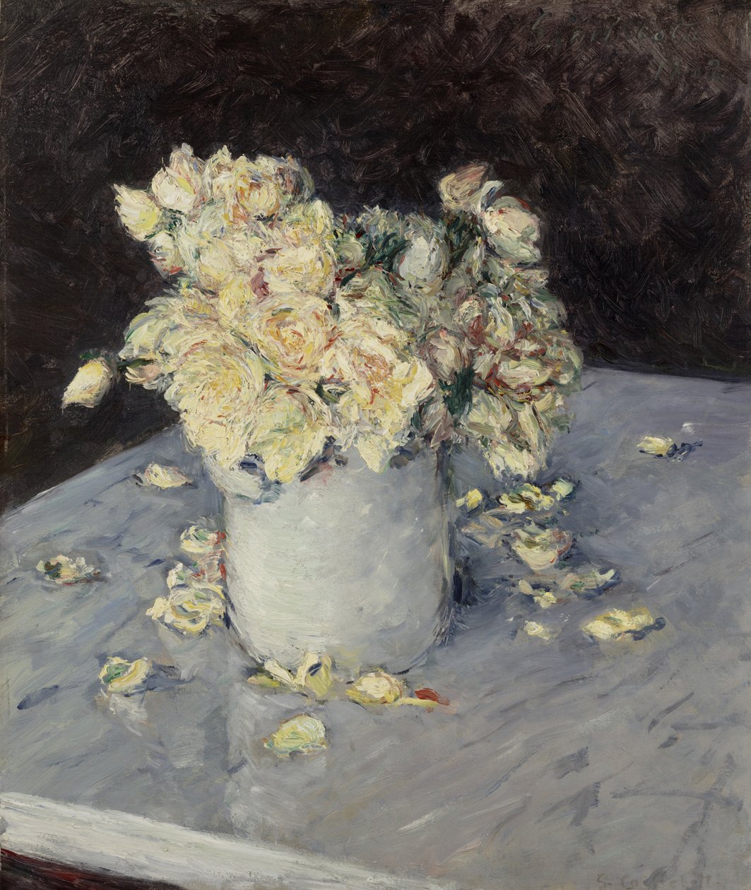 Keltaiset ruusut maljakossa tekijältä Gustave Caillebotte