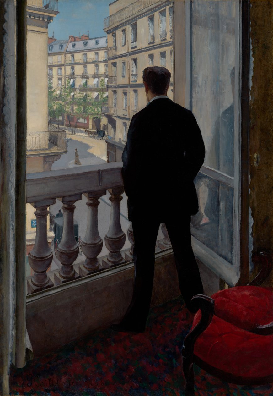 Nuori mies ikkunansa ääressä tekijältä Gustave Caillebotte