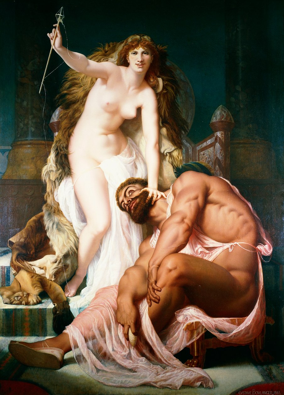 Herkules Omfalen jaloissa, 1861 tekijältä Gustave Clarence Rodolphe Boulanger