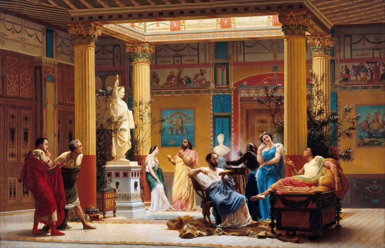 Pied Piperin ja Diomedesin vaimon harjoitus Prinssi Napoleons Pompeian atriumissa tekijältä Gustave Clarence Rodolphe Boulanger