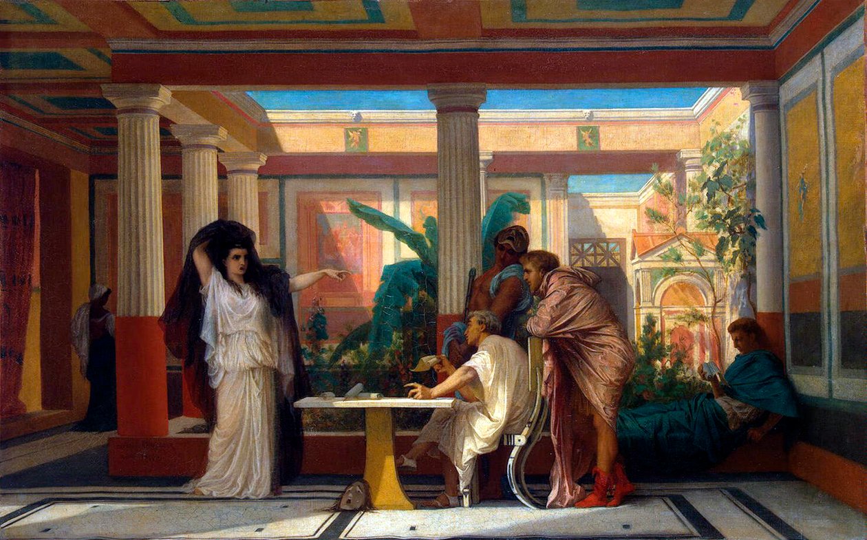 Teatteriharjoitus muinaisen Rooman runoilijan talossa, 1855. tekijältä Gustave Clarence Rodolphe Boulanger