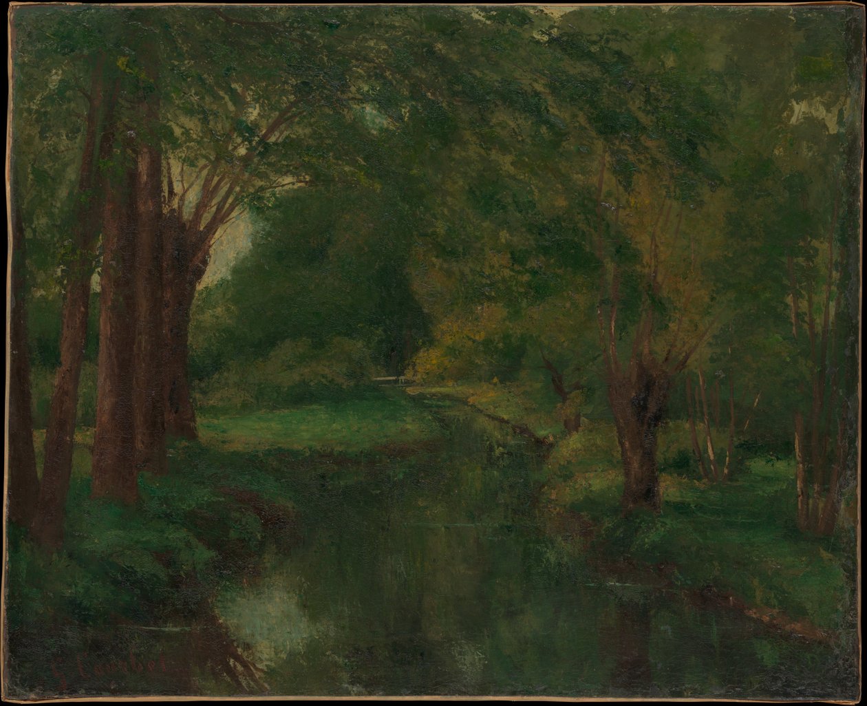 Puro aukiolla (mahdollisesti ”Puro, Fontcouvertén laakso; luonnos”) tekijältä Gustave Courbet