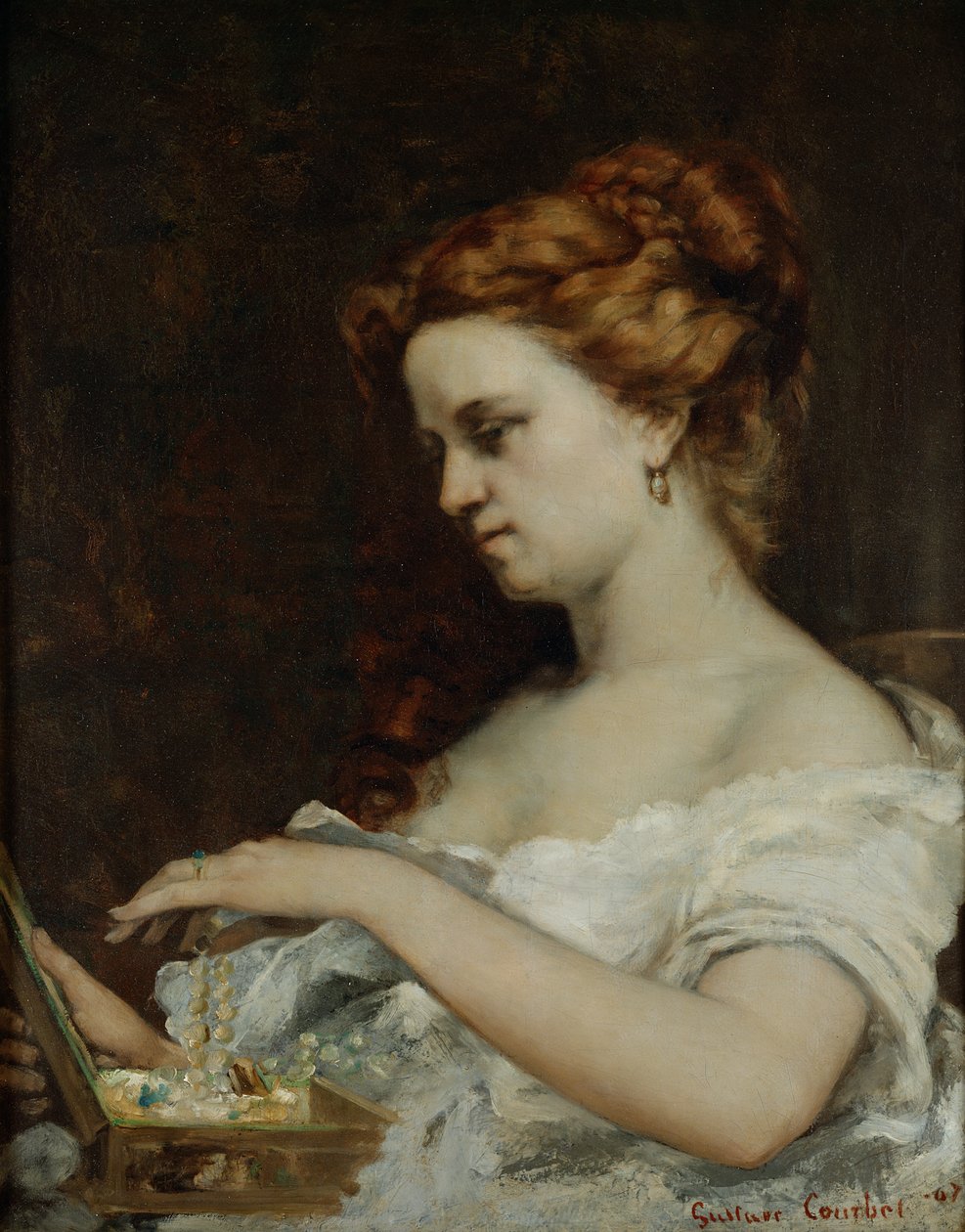 Nainen koruineen, 1867 tekijältä Gustave Courbet