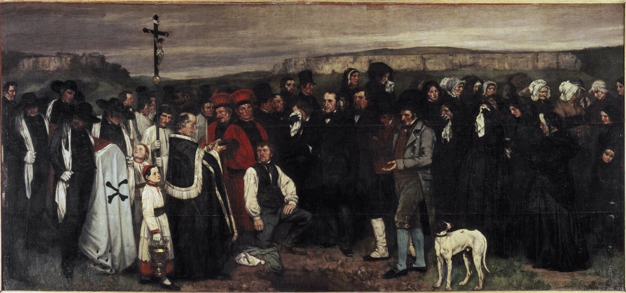 Hautajaiset Ornansissa - Öljy kankaalle tekijältä Gustave Courbet