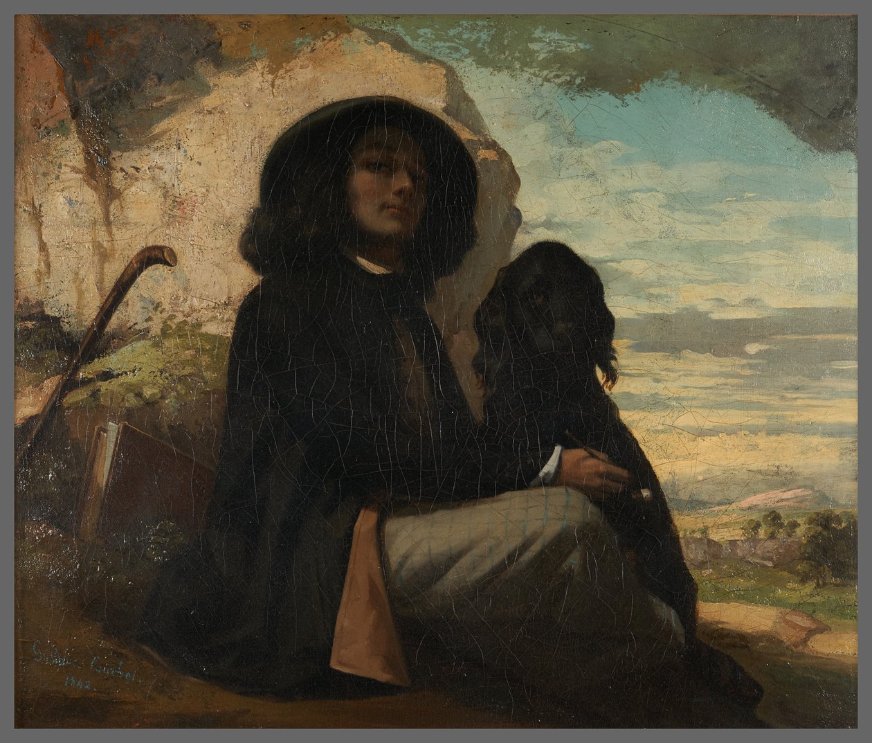 ”Courbetin omakuva, jossa on musta koira” tekijältä Gustave Courbet