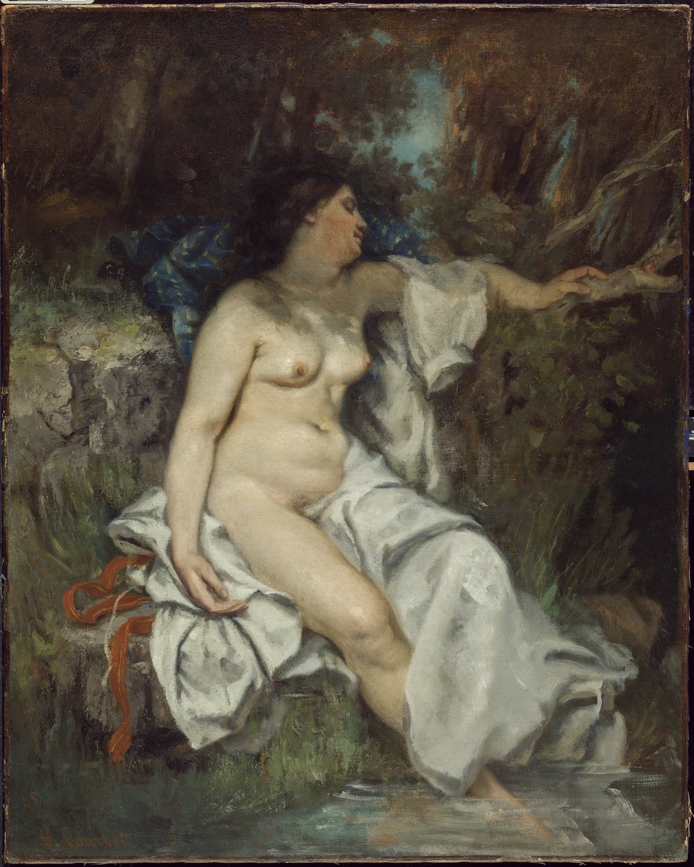 Puron rannalla nukkuva uimari, 1845 tekijältä Gustave Courbet