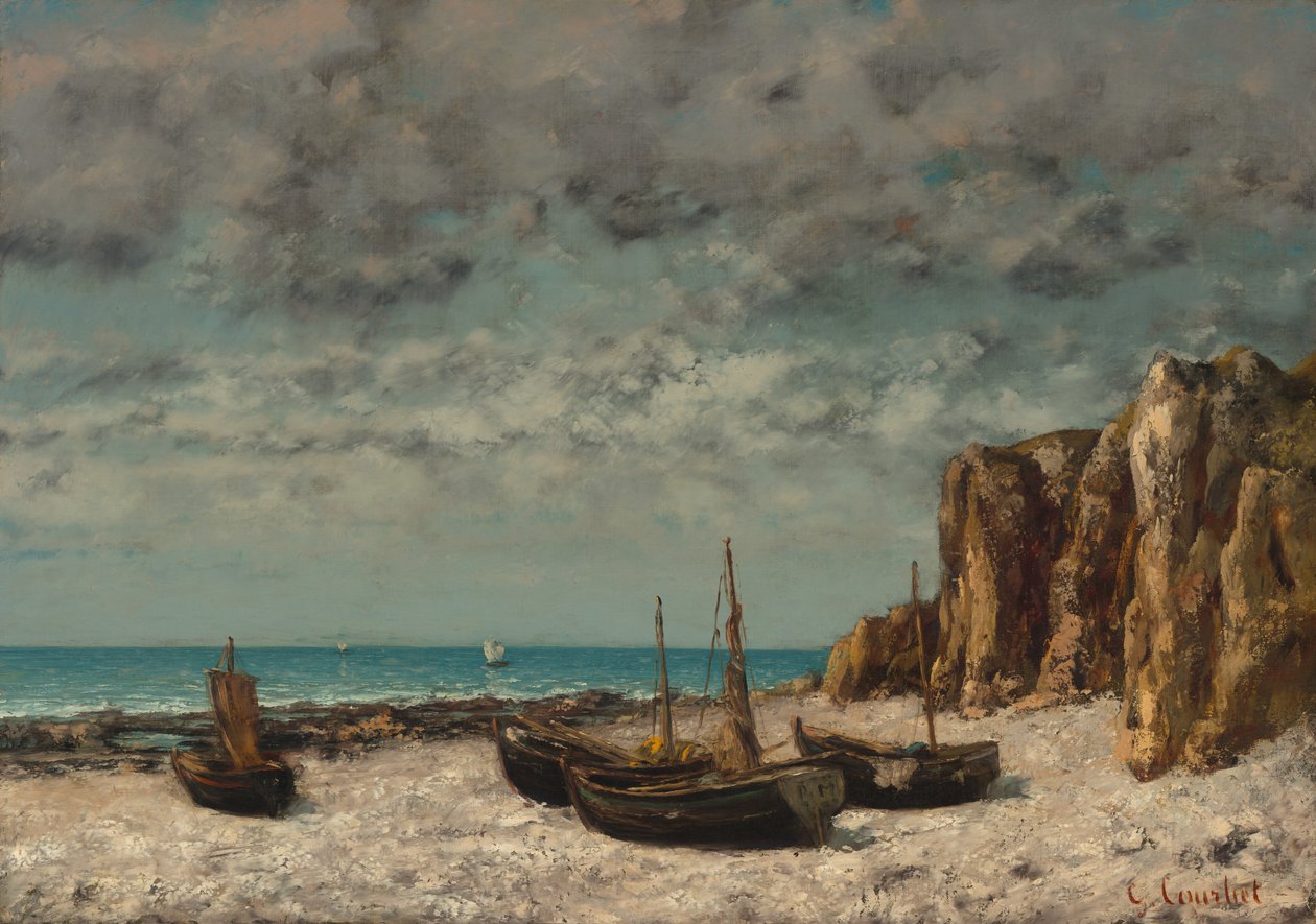 Veneitä rannalla, Etretat, n. 18721875. tekijältä Gustave Courbet