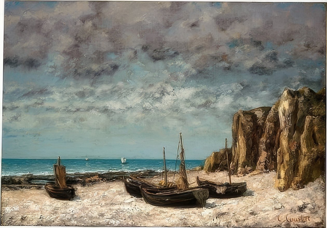Veneitä Etretat Beachillä. Noin 1872/75 tekijältä Gustave Courbet