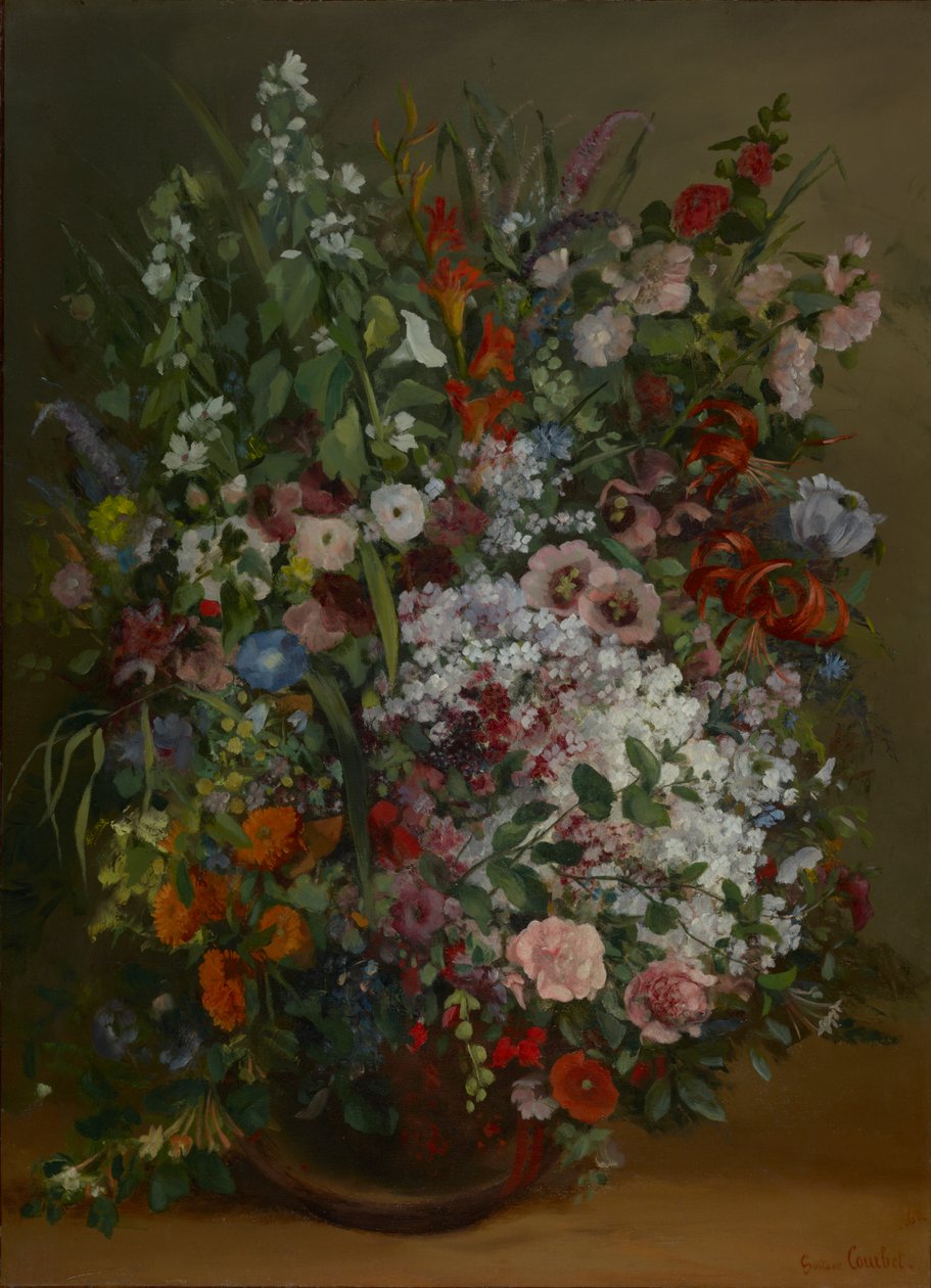 Kukkakimppu maljakossa (öljy kankaalle) tekijältä Gustave Courbet