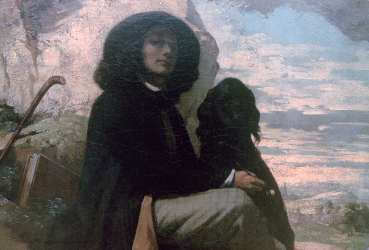 Courbet mustan koiransa kanssa, 1842 tekijältä Gustave Courbet