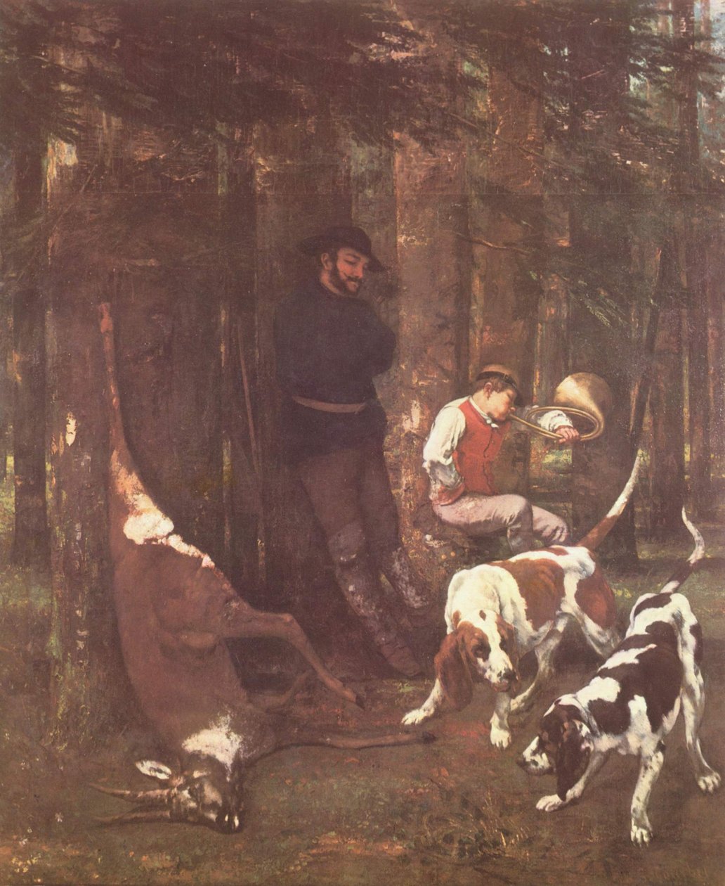 Saalis (metsästys koirien kanssa) tekijältä Gustave Courbet