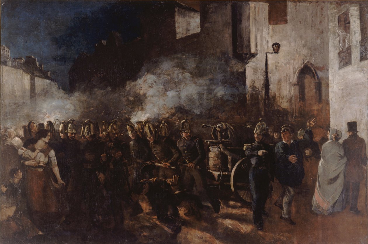 Palomiehet juoksemassa tulipaloon tekijältä Gustave Courbet