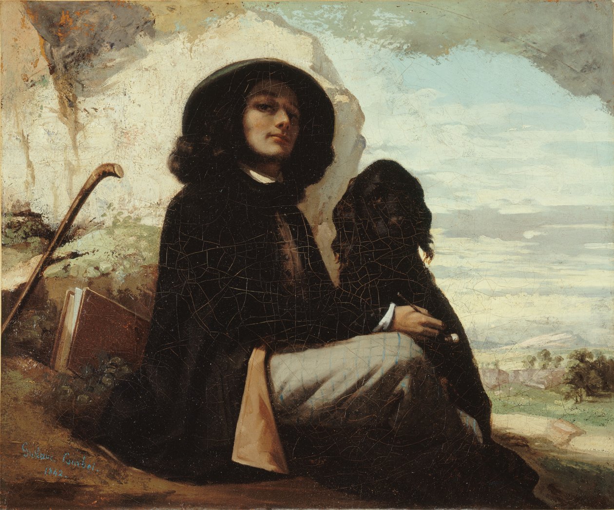 Ranskalainen:  Courbet au chien noir. tekijältä Gustave Courbet